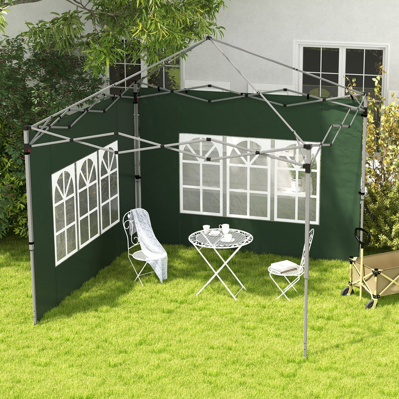 Outsunny Gazebo Side Panels, Sides Replacement with Window for 3x3(m) or 3x4m Pop Up Gazebo, 2 Pack, Green Outsunny