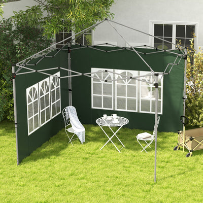 Outsunny Gazebo Side Panels, Sides Replacement with Window for 3x3(m) or 3x4m Pop Up Gazebo, 2 Pack, Green Outsunny