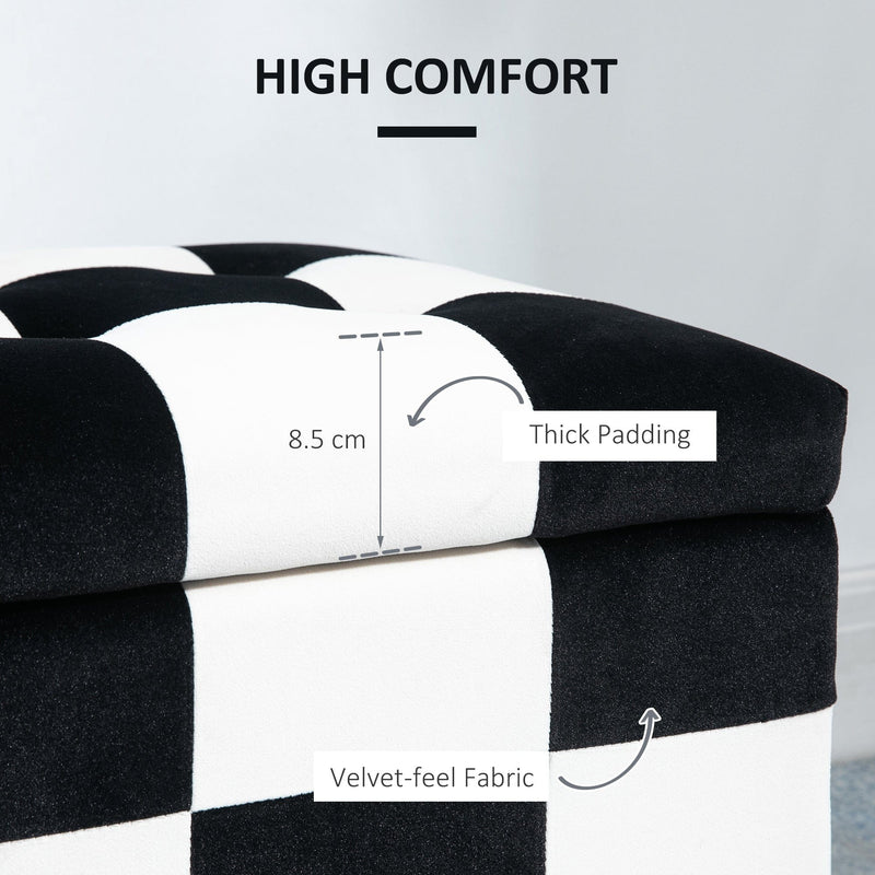 White/Black Velvet Ottoman, 114x47x47cm
