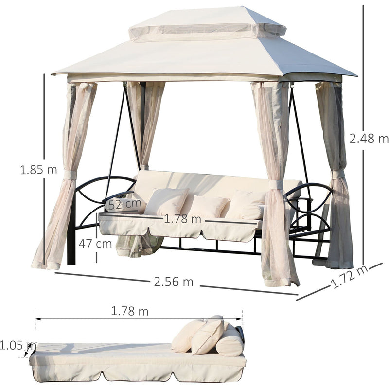 Outdoor 2-in-1 Convertible Garden Swing Chair Bed Outsunny
