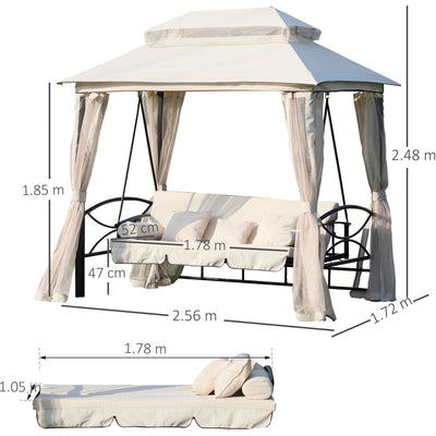 Outdoor 2-in-1 Convertible Garden Swing Chair Bed Outsunny