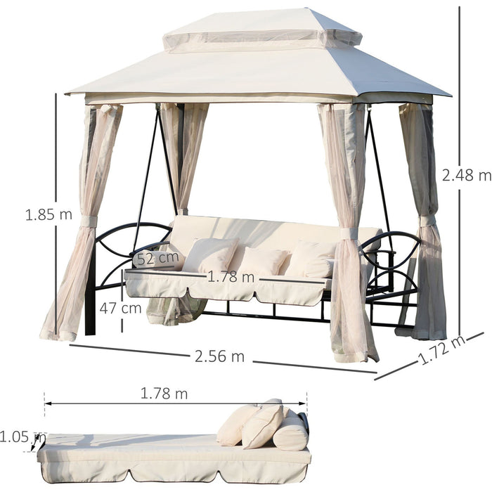 Outdoor 2-in-1 Convertible Garden Swing Chair Bed