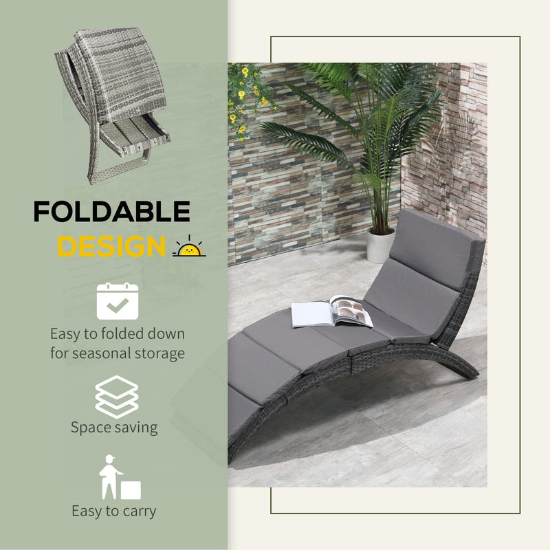 Curved Rattan Sun Lounger Outsunny