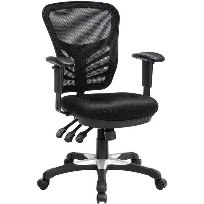 Office Chair With Arms, Black Mesh