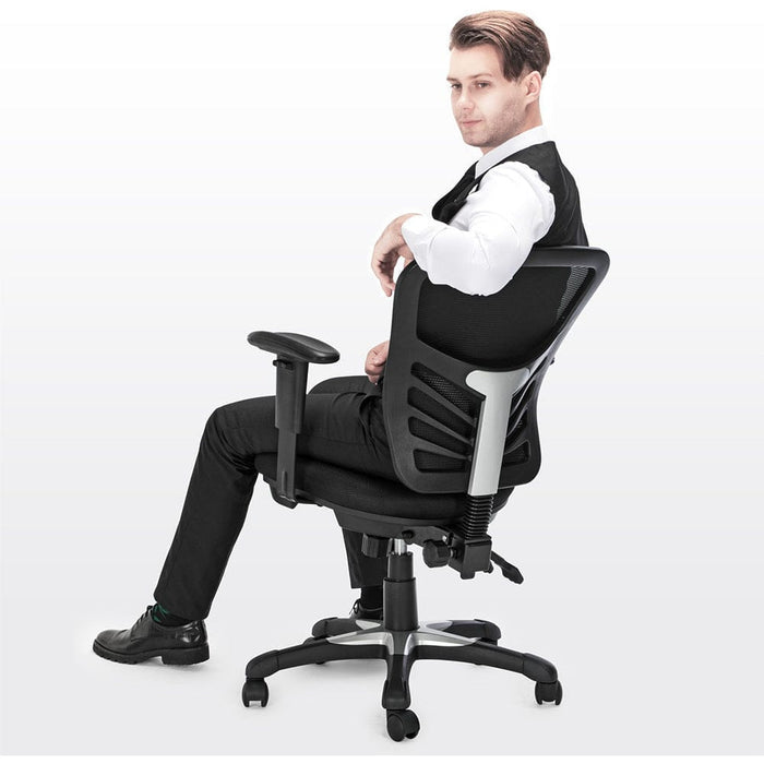 Office Chair With Arms, Black Mesh