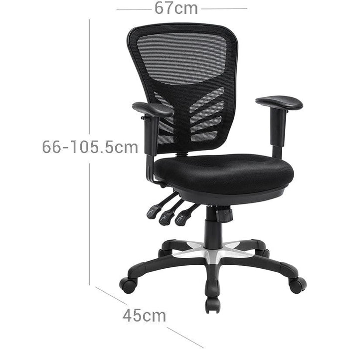 Office Chair With Arms, Black Mesh