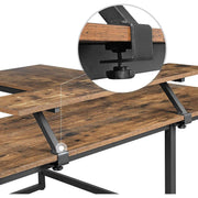 Corner Desk With Monitor Stand by Vasagle - Industrial style black steel frame with rustic brown wooden desktop