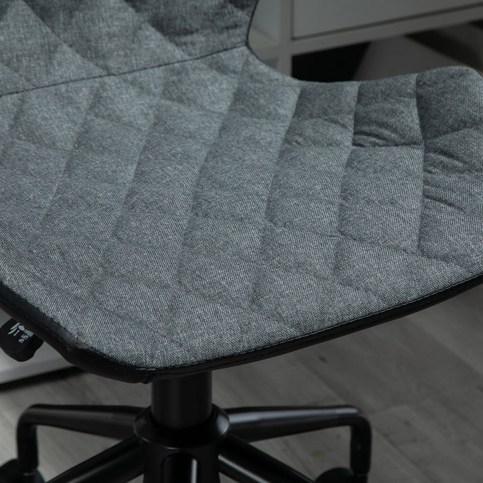 Grey Linen Home Office Swivel Chair with Adjustable Height