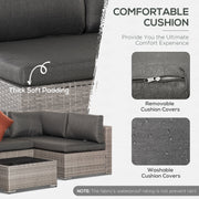 6 Seater Rattan Garden Furniture Set with Coffee Table Outsunny