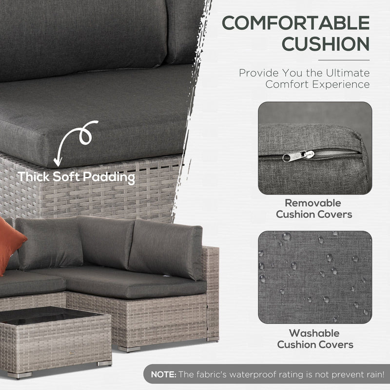 6 Seater Rattan Garden Furniture Set with Coffee Table Outsunny