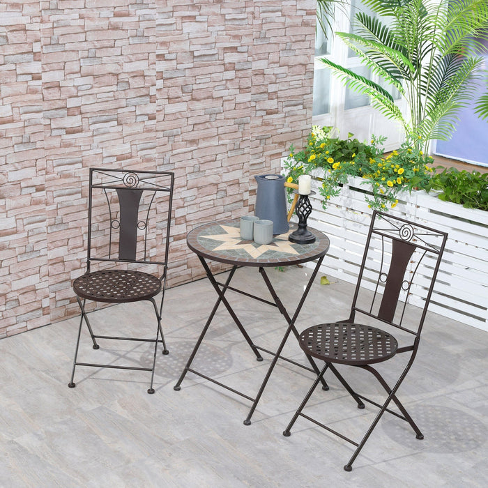 Folding Mosaic Patio Bistro Set