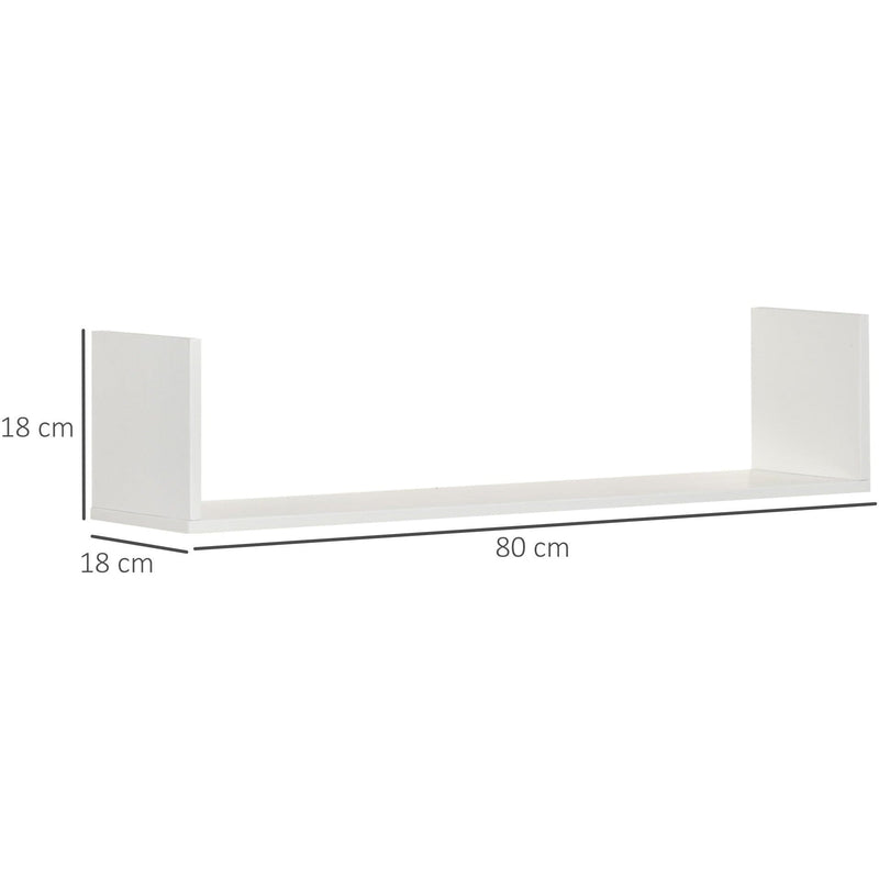 Set of 3 Wooden U-Shaped Floating Shelves, Wall Mounted