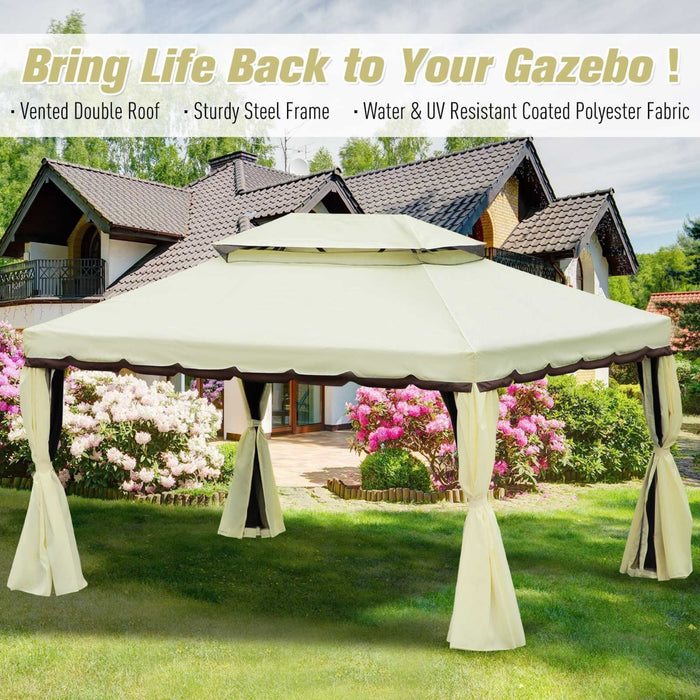 Metal Frame Gazebo With Curtains, 3x4m