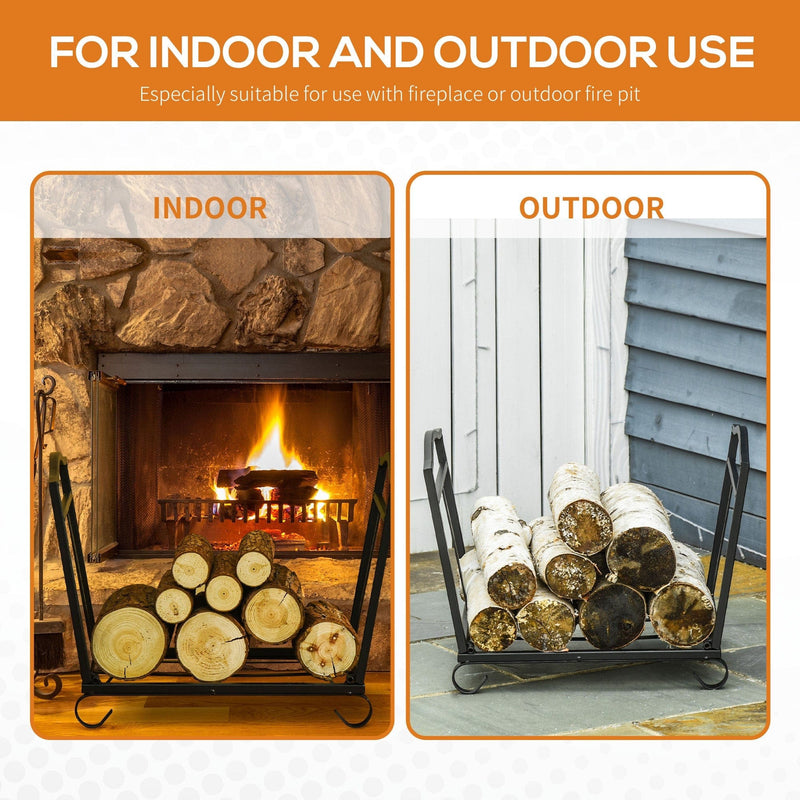 Log Rack For Fireplace, Scrolls, 48x34x37cm, Black