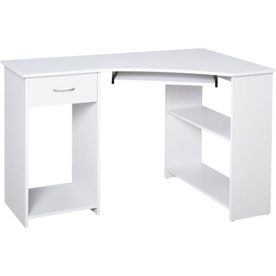 L Shaped Desk With Shelves Keyboard Tray & CPU Stand Homcom