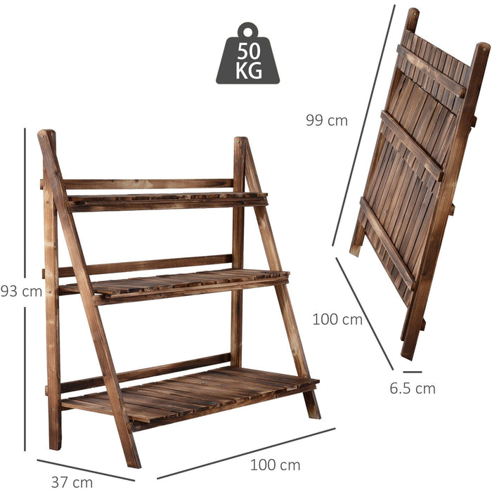 3 Tier Folding Wooden Garden Planter Display Stand