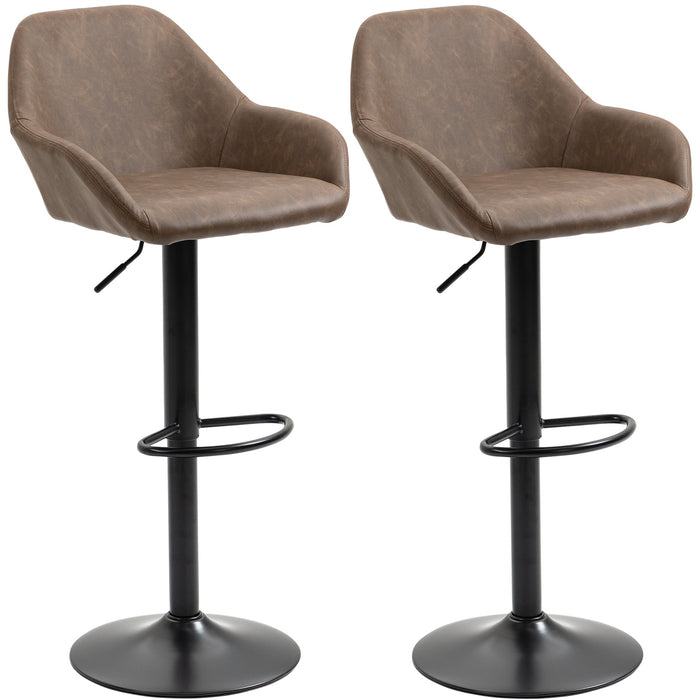 Swivel Barstools Set of 2, PU Leather, Steel Base