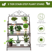 3 Tier Metal Plant Stand, Indoor/Outdoor Outsunny
