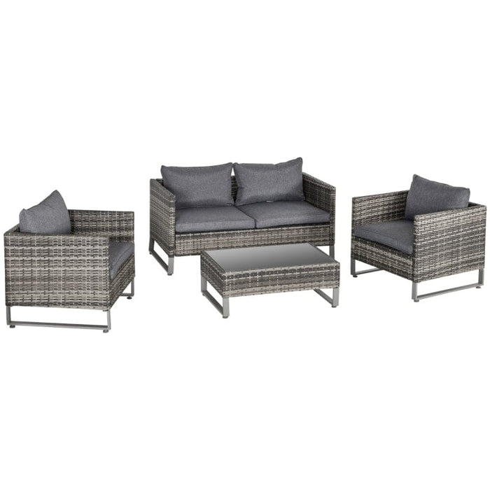 Grey 4 Seater Outdoor Dining Set with Sofa Chairs & Table