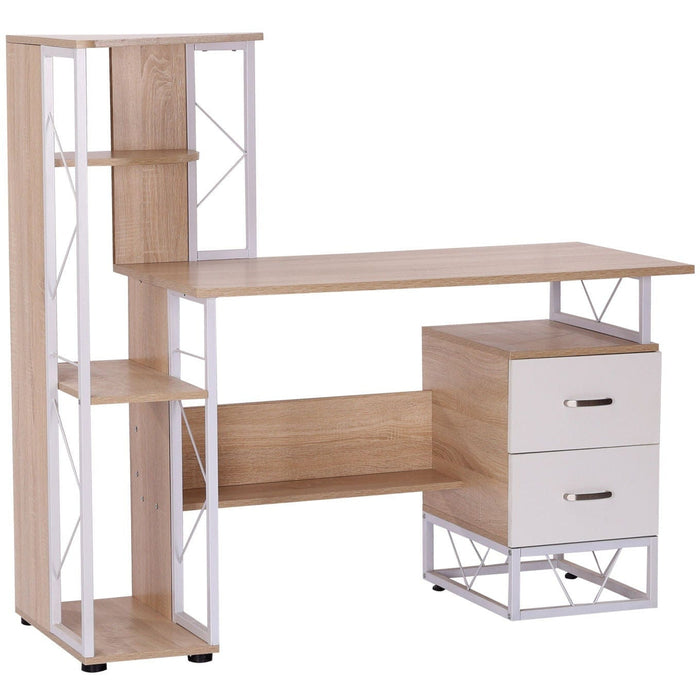 Computer Desk with Shelves, Drawers, Home Office Workstation