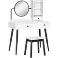Dressing Table With Storage and Mirror, Includes Stool Homcom