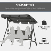 3 Seater Rattan Garden Swing Chair With Grey Canopy Outsunny