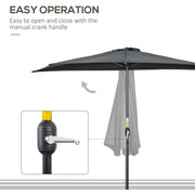 Half Parasol for Patio, Balcony - Black Outsunny