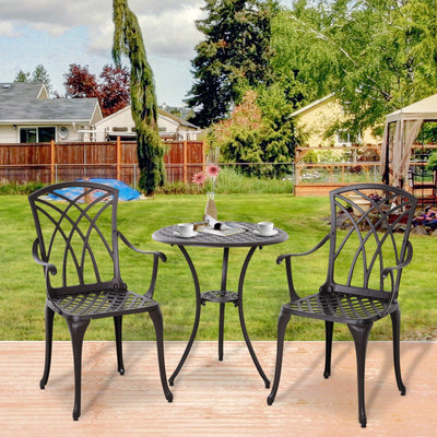 Bistro Set for Small Balconies with Stable Table and Chairs Adjustable Feet Brown Outsunny