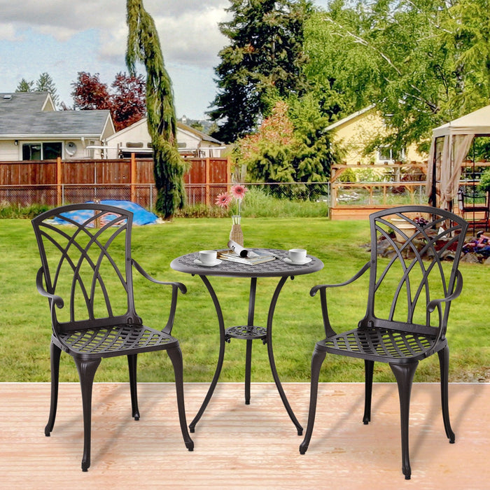 Cast Aluminium 3pc Garden Bistro Set, Brown