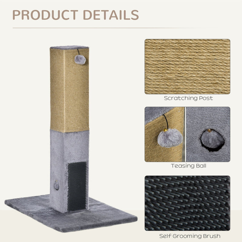 79cm Cat Scratch Post, Jute Climber, Carpet Base, Grey