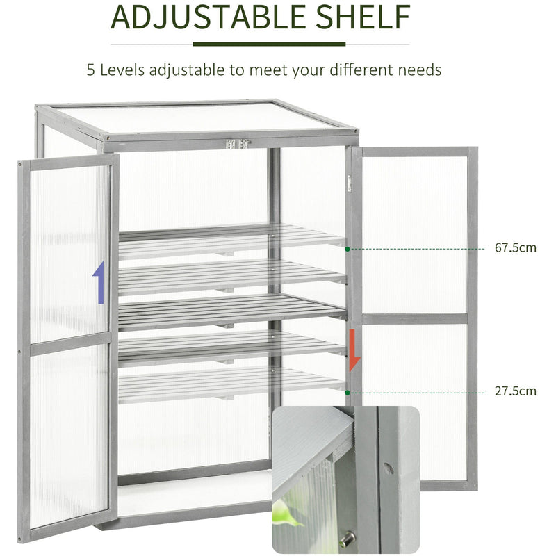 Garden Polycarbonate Cold Frame, L76xW47xH110cm, Grey