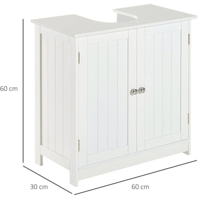 Under Sink Bathroom Cabinet, 60L x 30W x 60H cm, White Kleankin