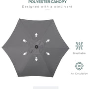 2m Outdoor Patio Parasol - Sun Shade, 6 Ribs Outsunny