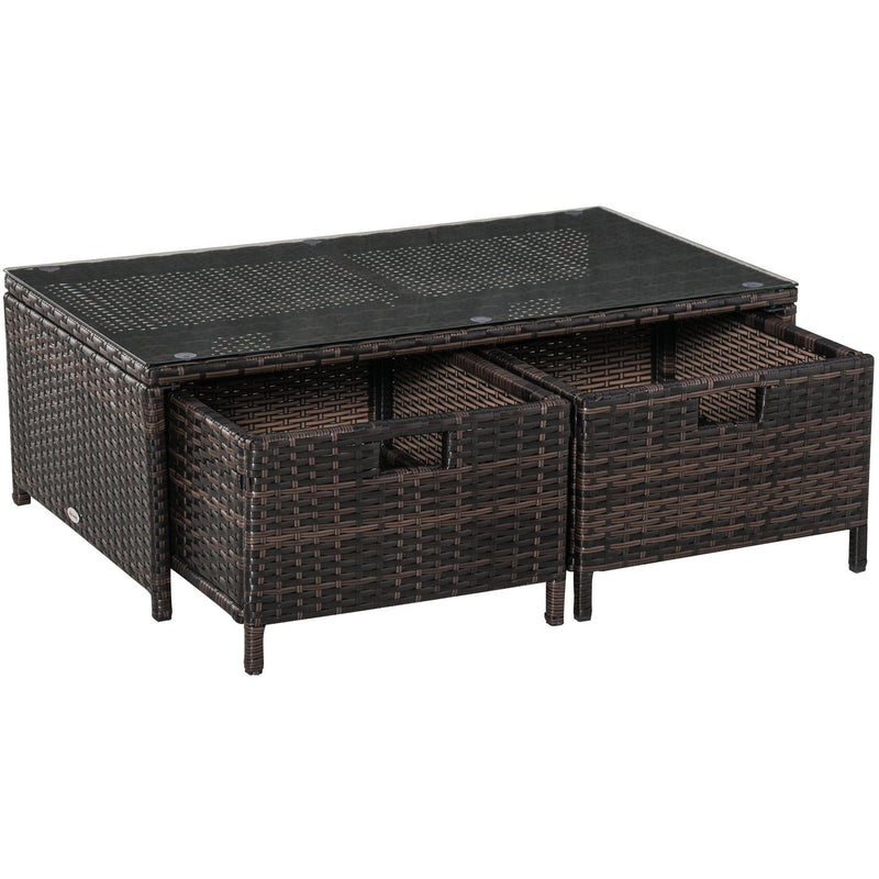 4 Seater Rattan Sofa Set with Storage Table & Cushions