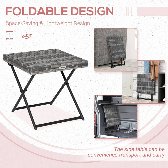 Grey Folding Rattan Table
