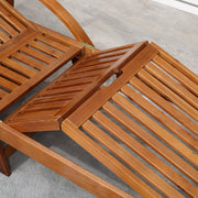 Outsunny Outdoor Garden Patio Wooden Sun Lounger Foldable Recliner Deck Chair Day Bed Furniture with Wheels Outsunny