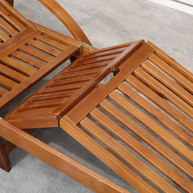 Outsunny Outdoor Garden Patio Wooden Sun Lounger Foldable Recliner Deck Chair Day Bed Furniture with Wheels Outsunny