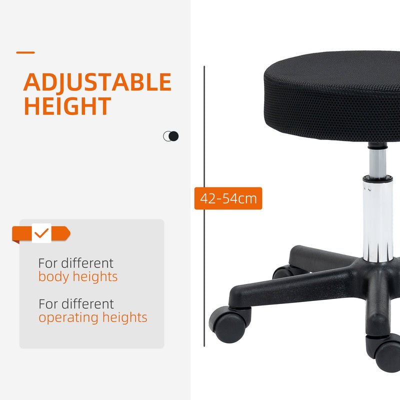 Black Salon Stool with Hydraulic Adjustable Height