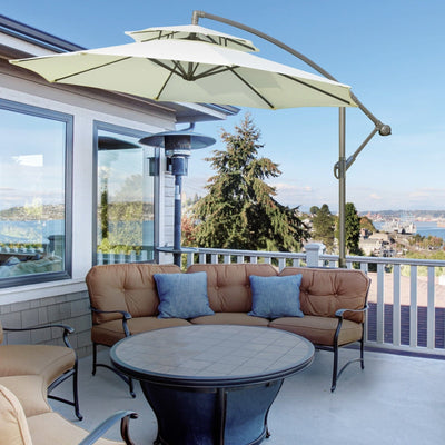 2.7m Banana Cantilever Parasol, Crank, Double Tier Canopy Outsunny