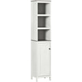 Antique White Tall Bathroom Cabinet With 3 Open Shelves Kleankin