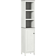 Antique White Tall Bathroom Cabinet With 3 Open Shelves Kleankin