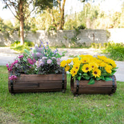 2pc Wooden Barrel Planter Outsunny