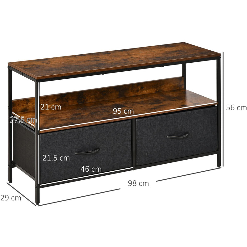 Rustic Brown TV Unit With 2 Linen Drawers
