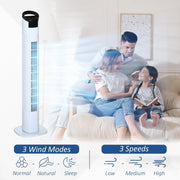 70° Oscillating Tower Fan with Remote, 3 Speed, 7.5h Timer Homcom