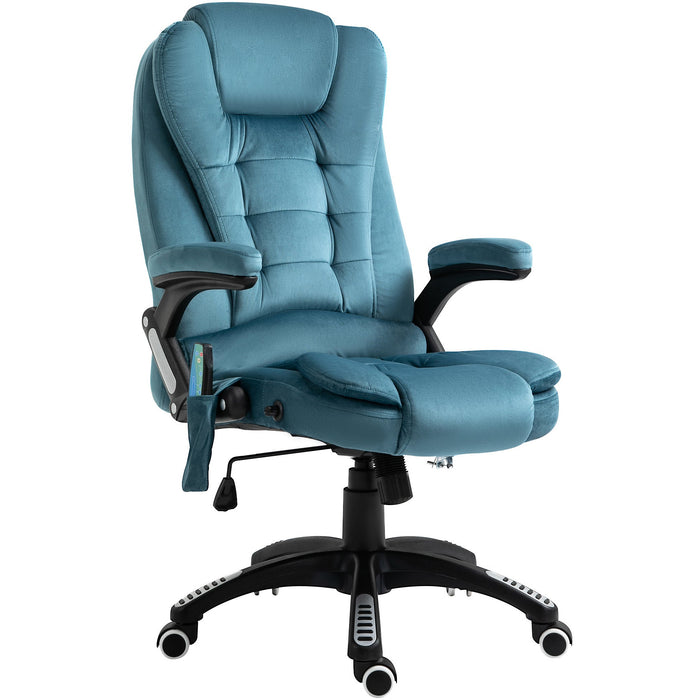 Blue Velvet Heated Massage Chair