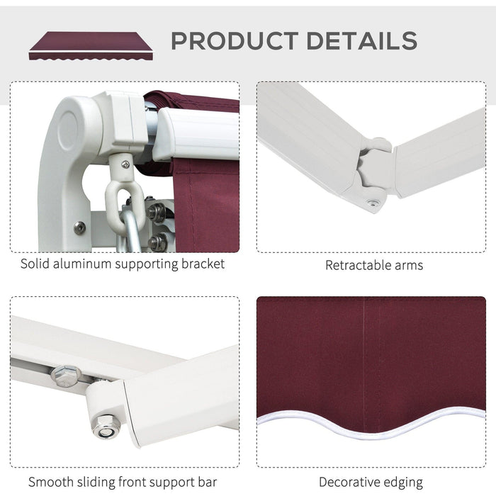 Large Retractable Awning, 3x4m, Wine Red