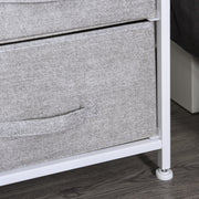 HOMCOM 5 Drawer Linen Basket Storage Unit Home Organisation w/ Shelf Handles Metal Frame Adjustable Feet Hallway Home Dresser Grey Homcom