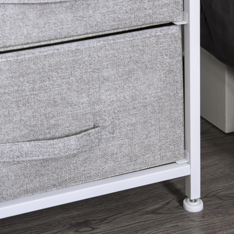 HOMCOM 5 Drawer Linen Basket Storage Unit Home Organisation w/ Shelf Handles Metal Frame Adjustable Feet Hallway Home Dresser Grey Homcom