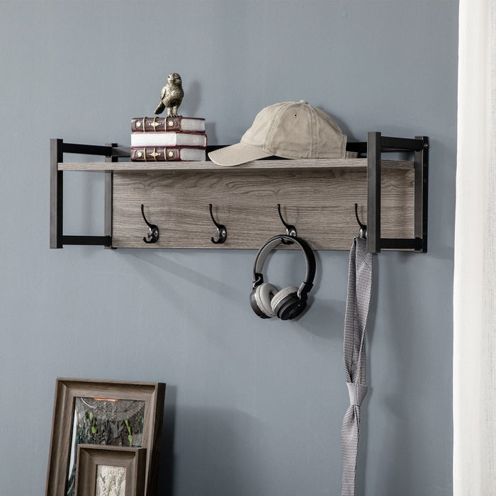 Grey Wall-Mounted Coat Rack