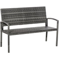 2 Seater Patio Rattan Bench, Grey Outsunny